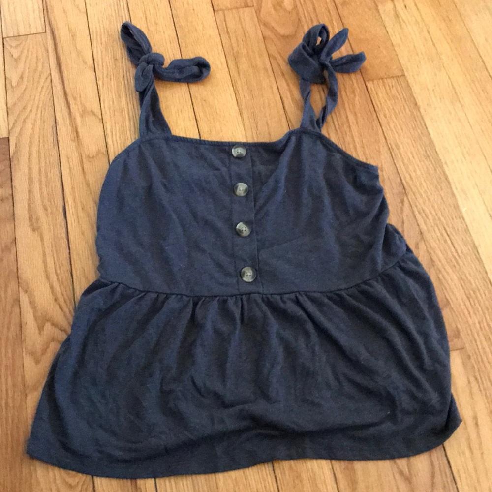 dark grey babydoll Tie tank top